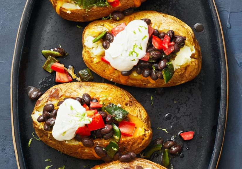 Best Poblano and Black Bean Loaded Baked Potato Recipe - How To Make Poblano and Black Bean Loaded Baked Potato