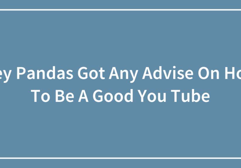 Hey Pandas Got Any Advise On How To Be A Good You Tube