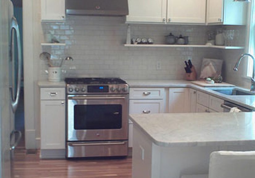 A Classic White Kitchen With Subway Tile