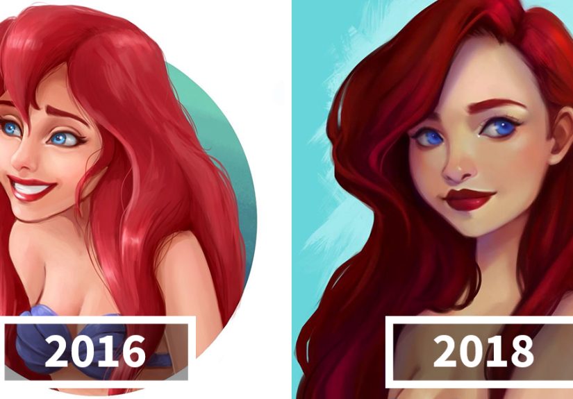 Artist Compares Her Illustrations To Show What Two Years Of Practice Can Do