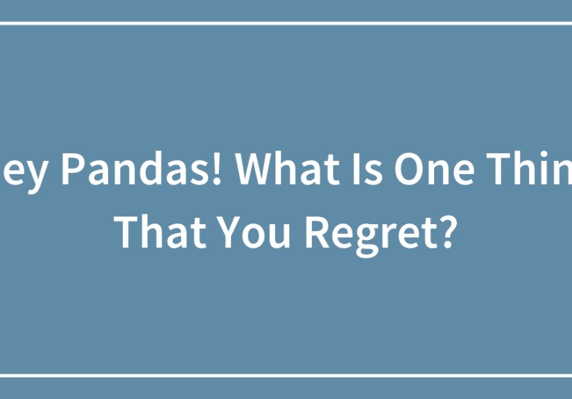 Hey Pandas! What Is One Thing That You Regret?