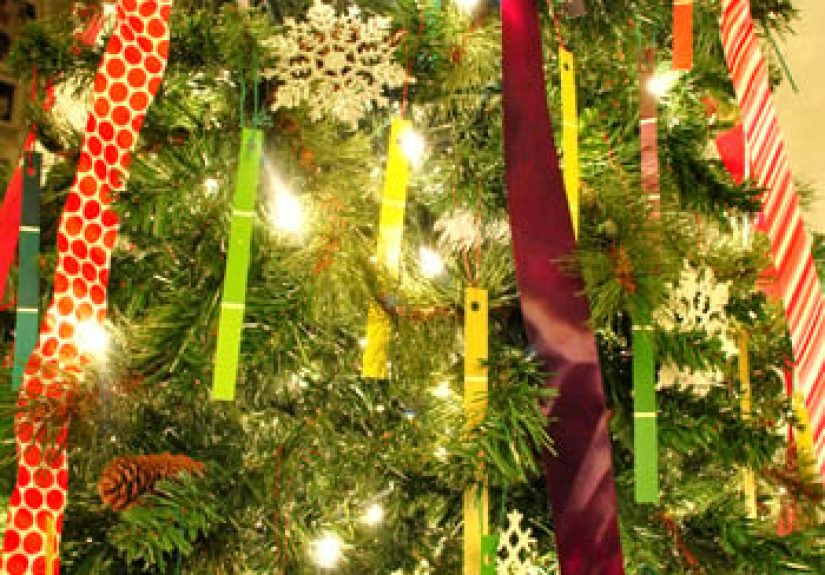 A Kid-Safe Christmas Tree With Paint Chips & Ribbons